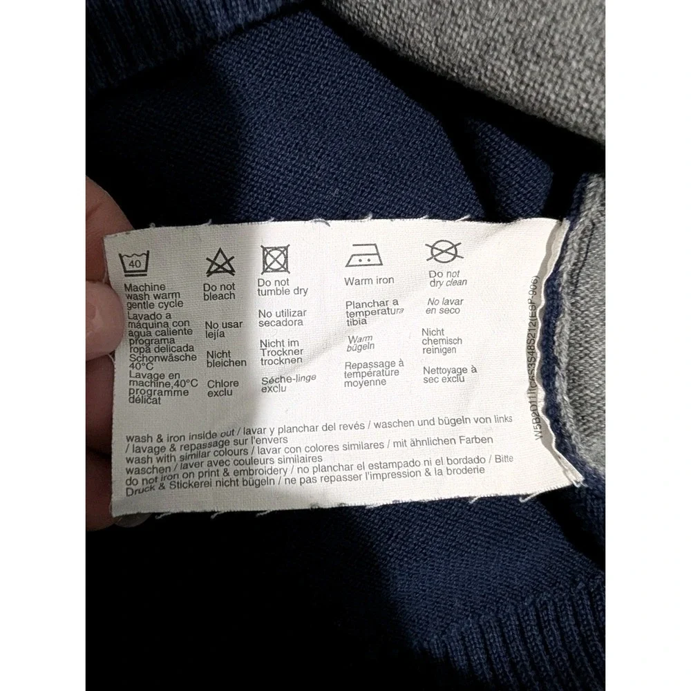 Y2K Esprit Men's V-Neck Plaid Sweater Large Blue Gray Maroon Cotton Long Sleeve‎
